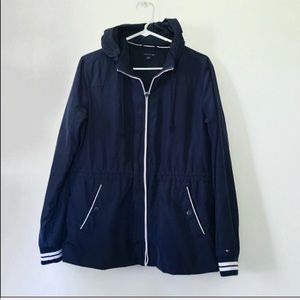 Tommy Hilfiger navy white zip up bomber jacket